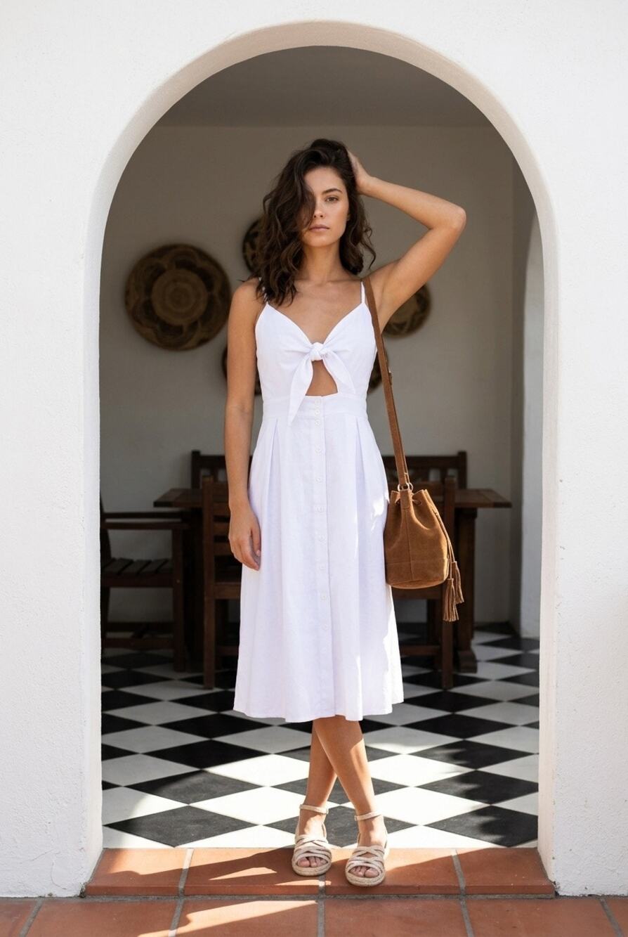 White Open Tie Dress L Bridgerton Milkmaid Coquette Cottage Romantic Adjustable